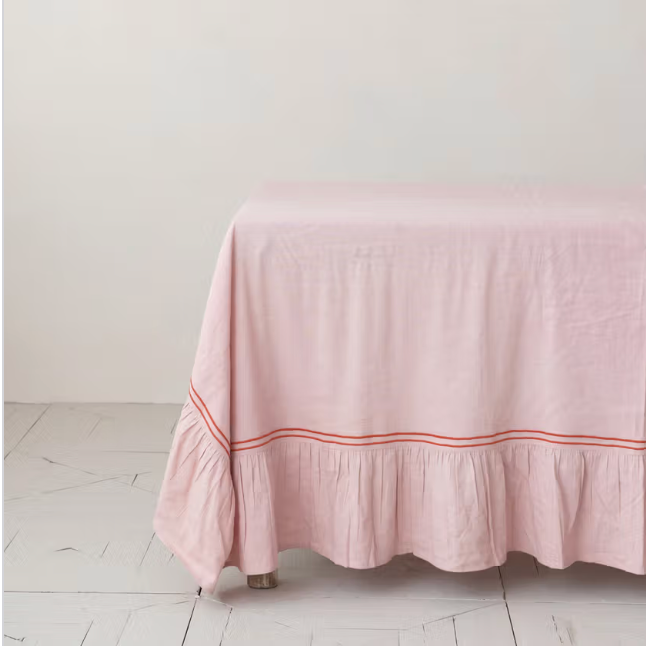 Pink Ruffled Edge Tablecloth