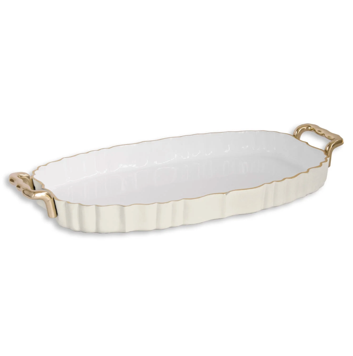 ENCANTO Vintage Fluted Oval Tray with Handles