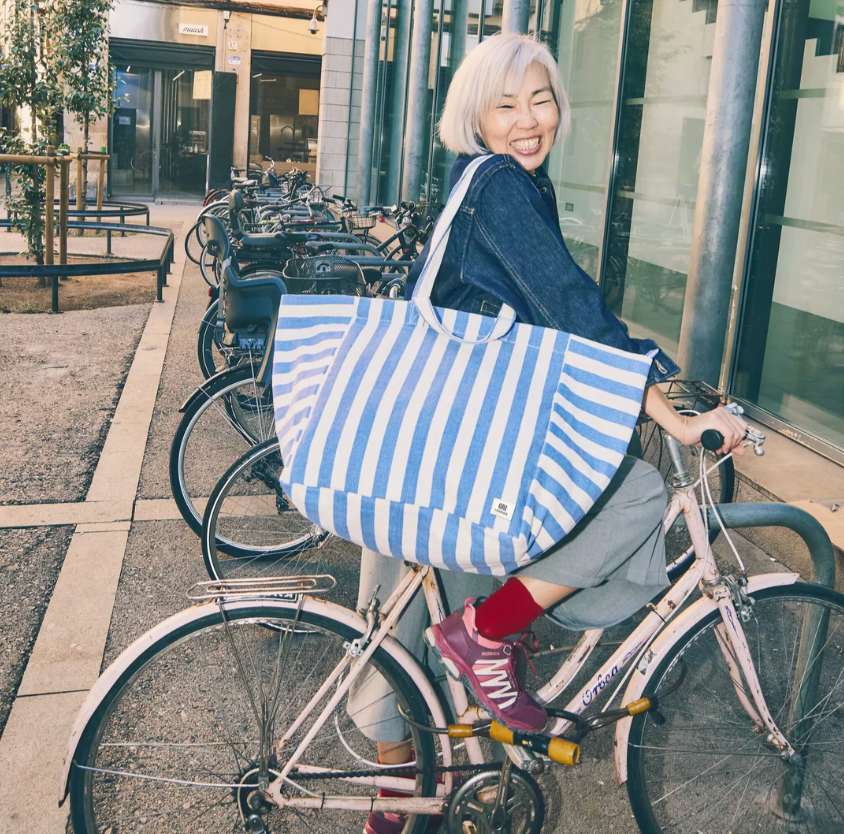 Marylebone Tote Bag in Denim Stripe