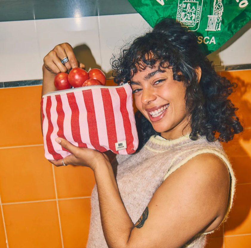 Maida Vale Pouch in Strawberry Stripe
