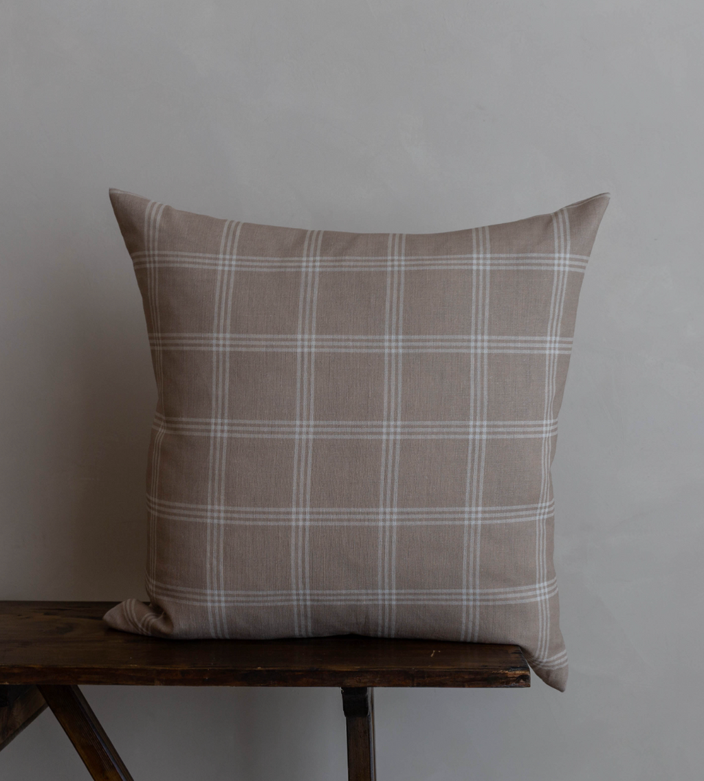 Beige Check Plaid Pillow