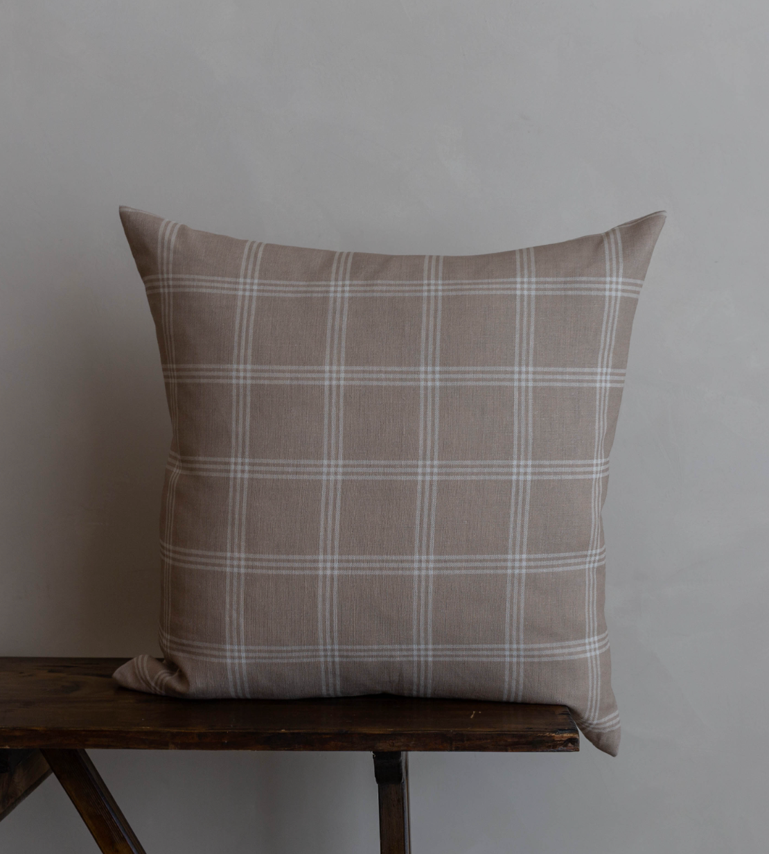 Beige Check Plaid Pillow