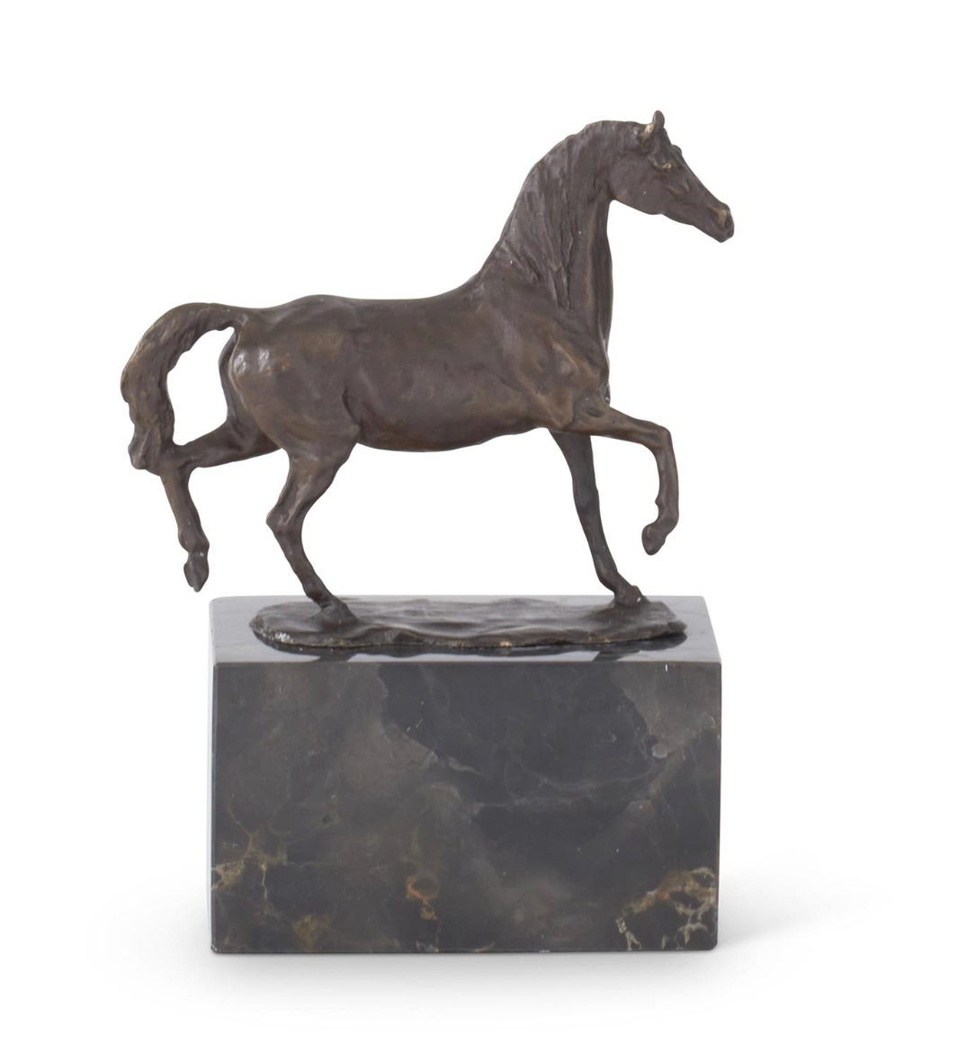 Bronze Horse Statue on Marble Block