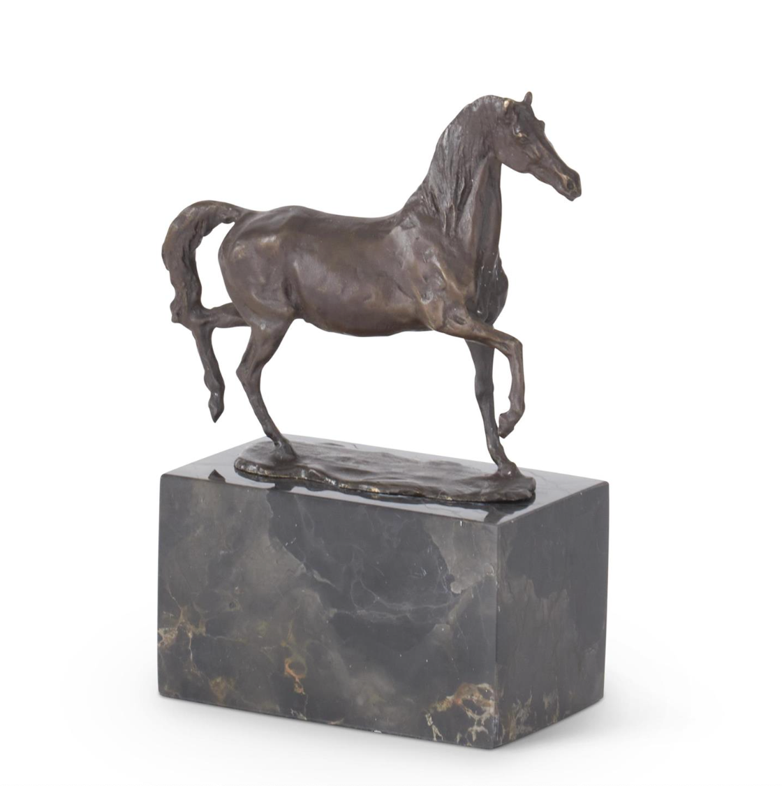 Bronze Horse Statue on Marble Block