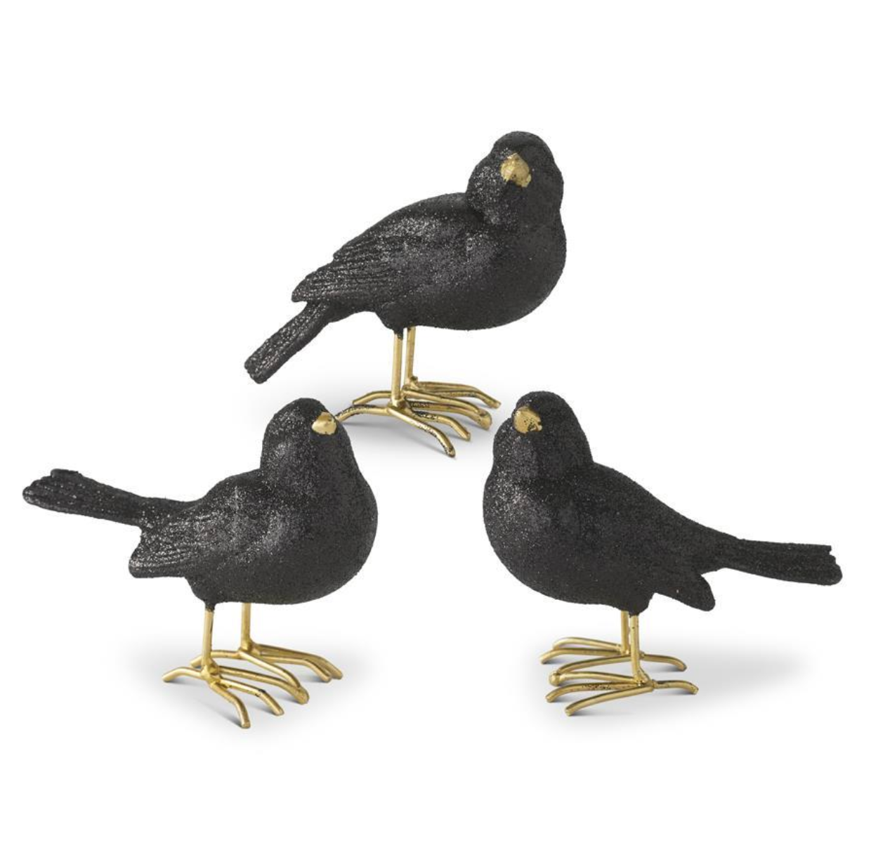 Glittered Black Gold Foot Bird