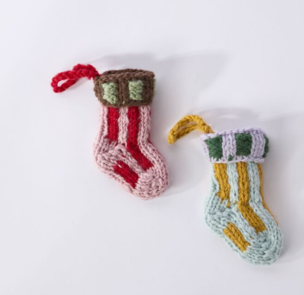 Light Blue Tiny Stocking Ornament