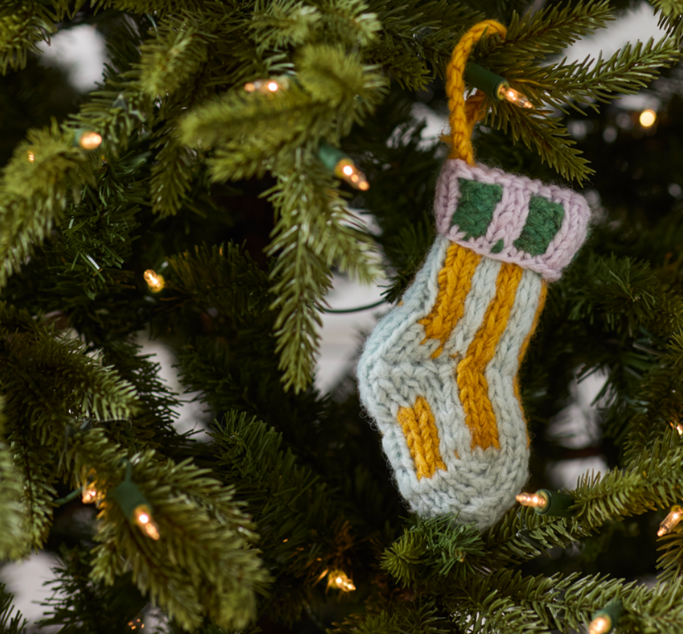 Light Blue Tiny Stocking Ornament