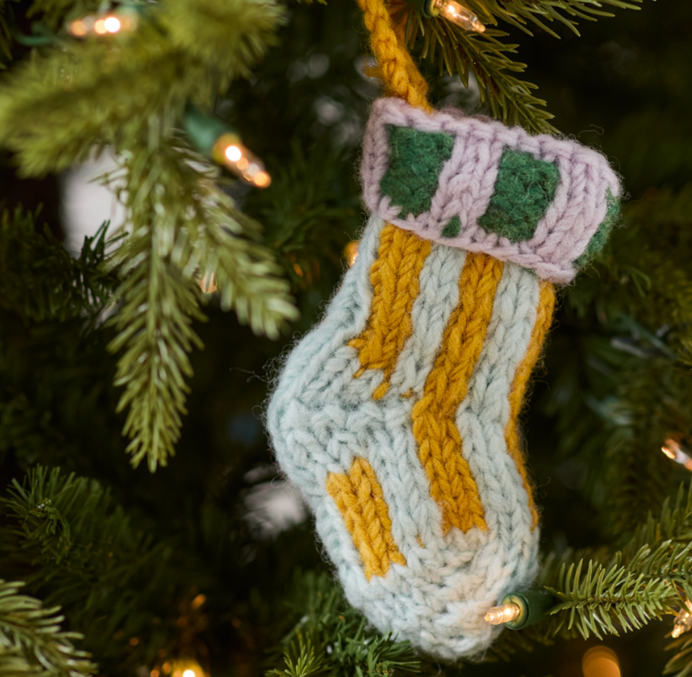 Light Blue Tiny Stocking Ornament