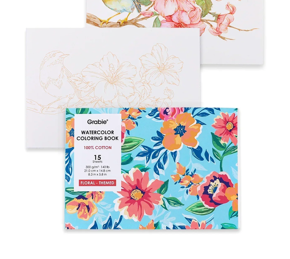 15 Sheets Watercolor Coloring Book