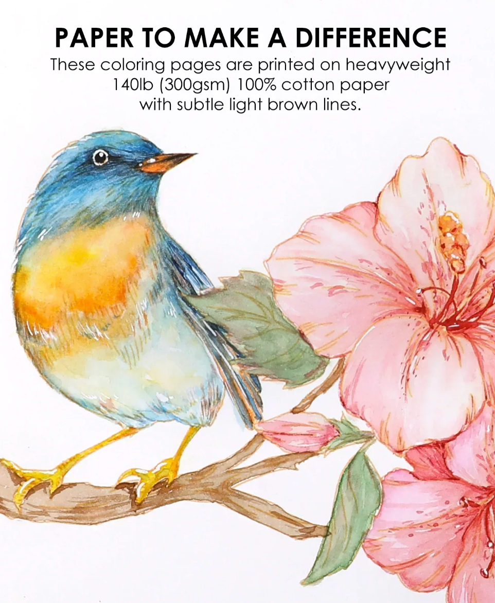 15 Sheets Watercolor Coloring Book