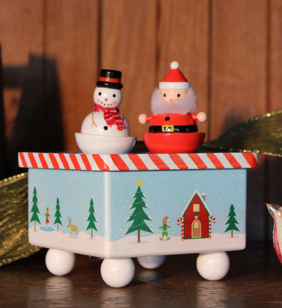 Dancing Santa and Frosty Music Box