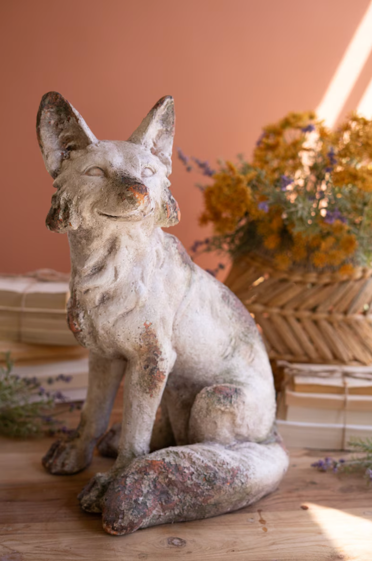 Faux Concrete Sitting Fox
