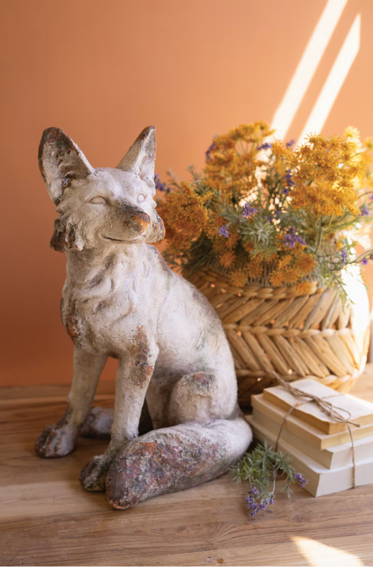 Faux Concrete Sitting Fox