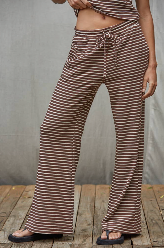 Striped Flare Pants in Brownies Cream
