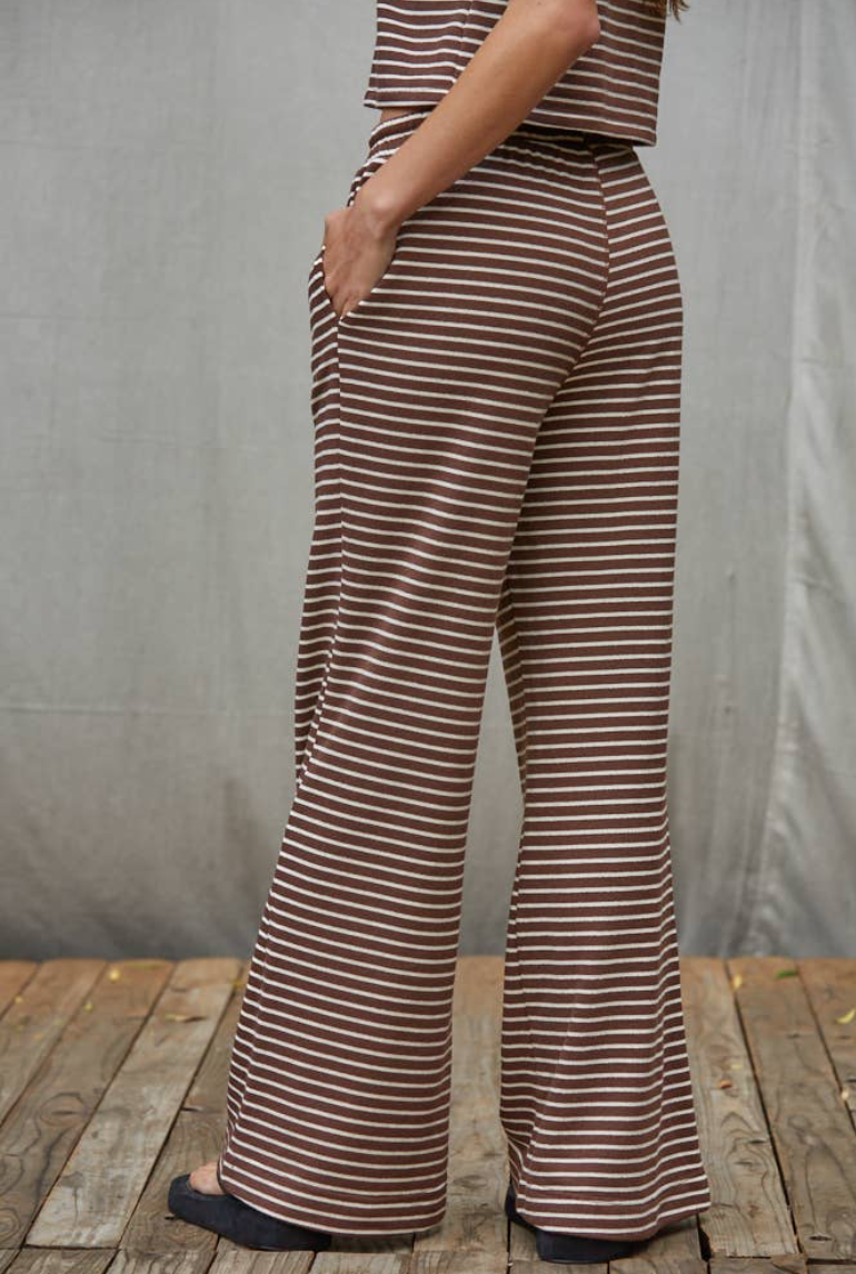 Striped Flare Pants in Brownies Cream
