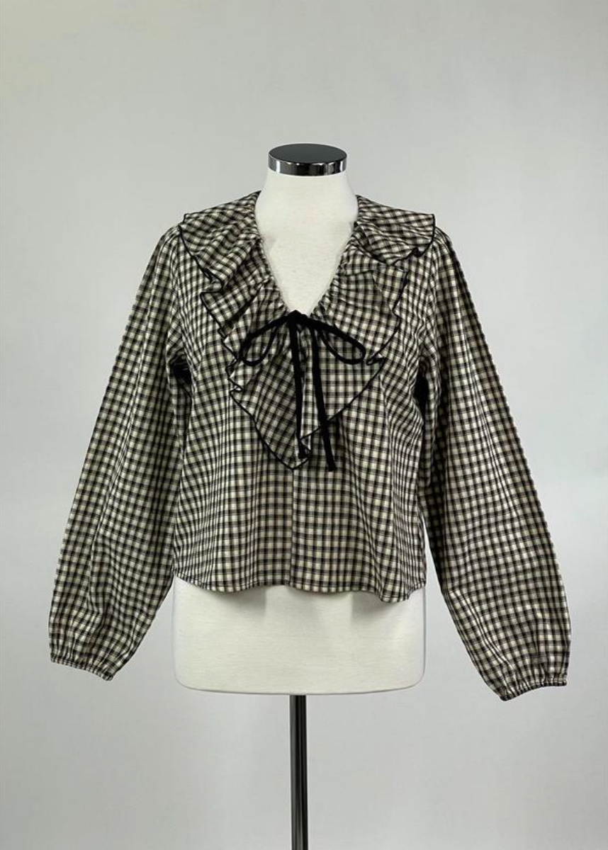 Collared Gingham Top