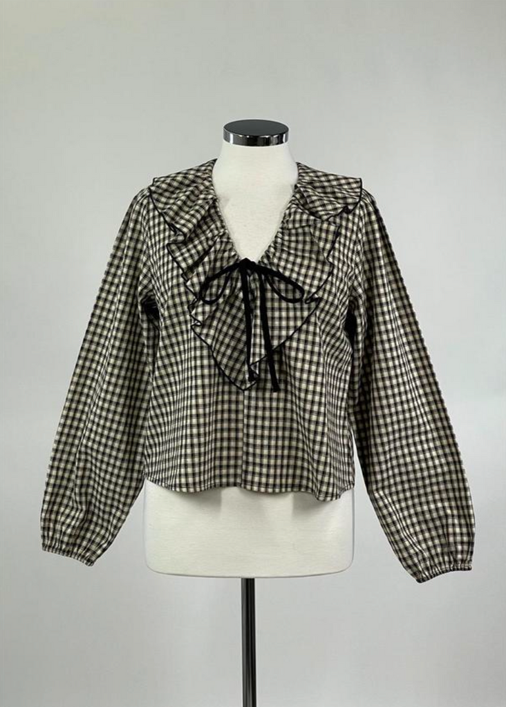 Collared Gingham Top
