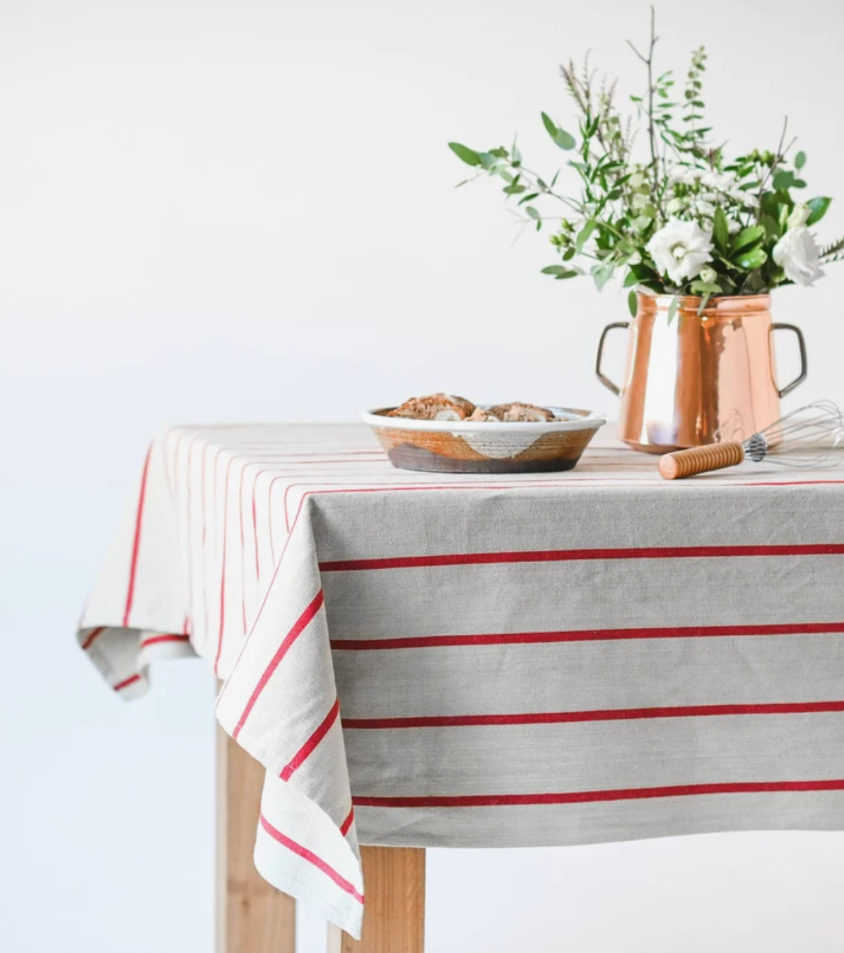 Red Stripe Linen Tablecloth