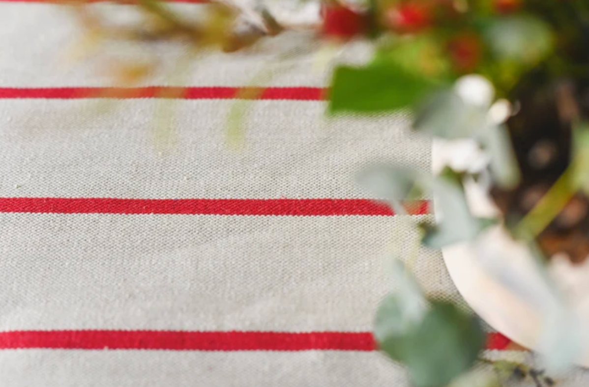 Red Stripe Linen Tablecloth