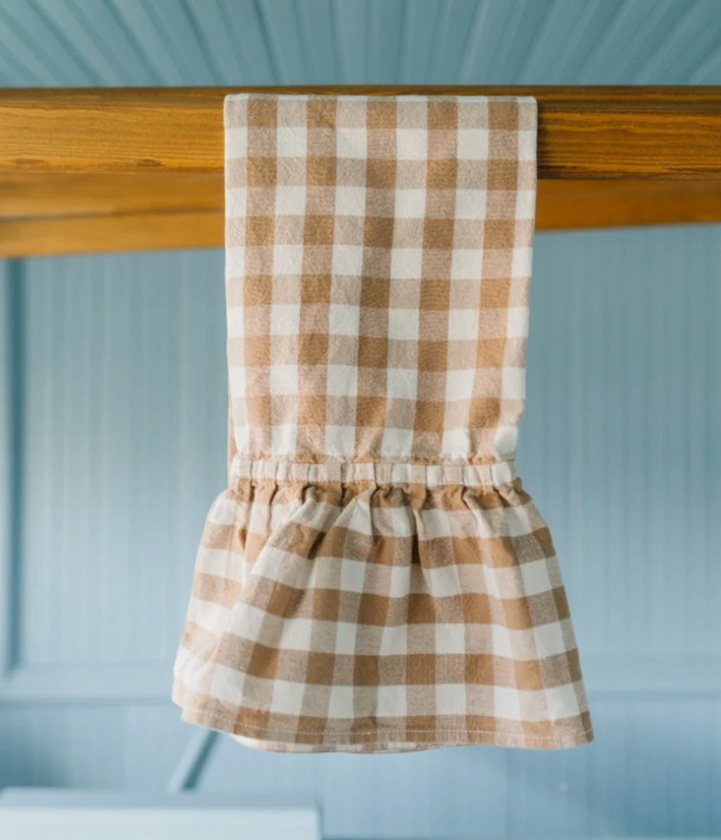 Hazelnut Ruffled Gingham Dish Towel