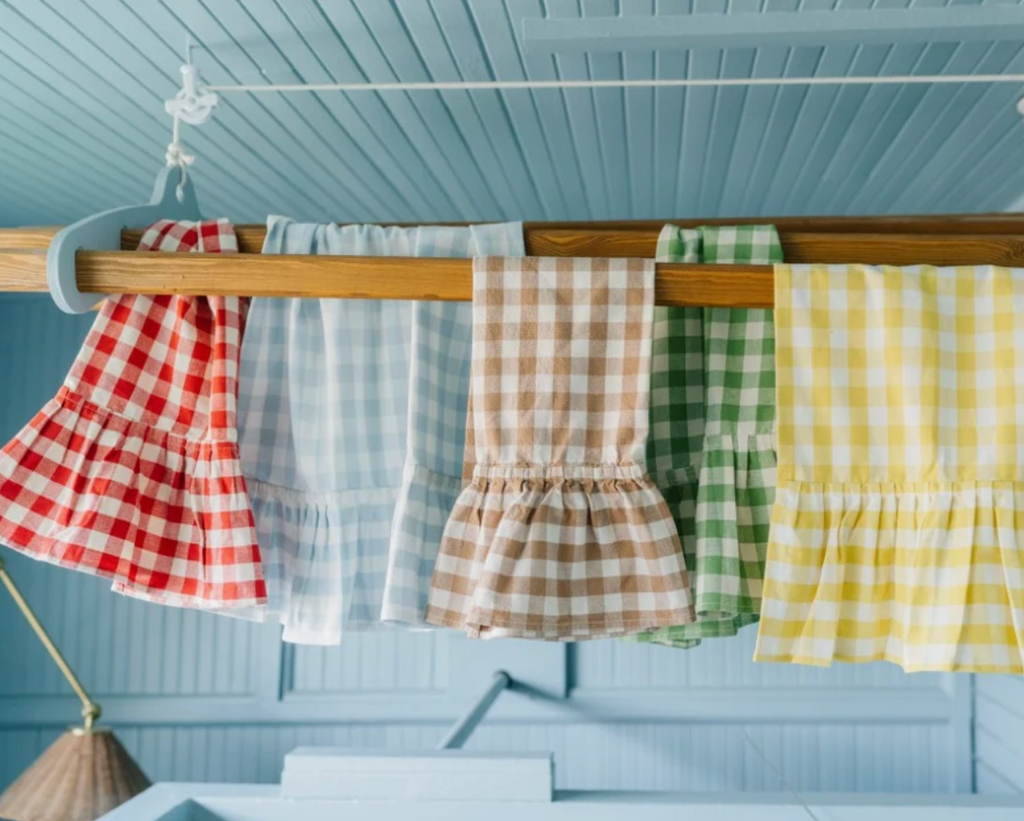Hazelnut Ruffled Gingham Dish Towel