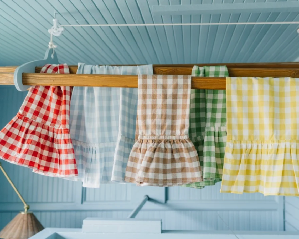 Hazelnut Ruffled Gingham Dish Towel