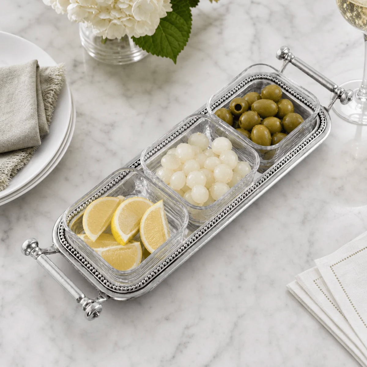 Beaded Compartment Serving Bowls