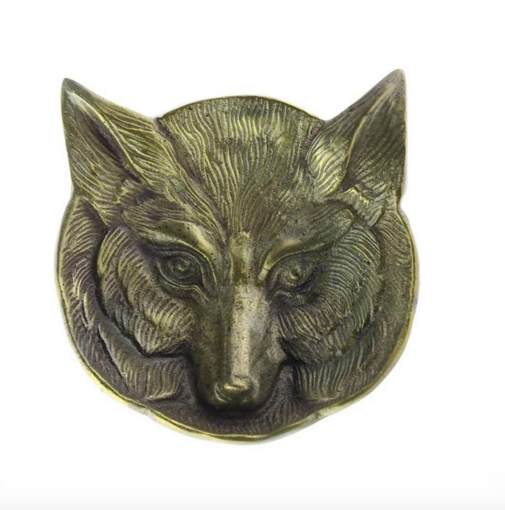 Fox Cast Metal Dish Antique Brass
