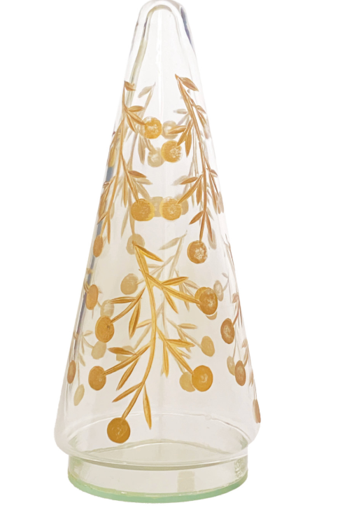 Gold Etched Berry Glass Tree