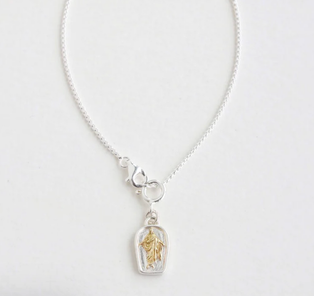 Savior Charm and Sterling Silver Bracelet