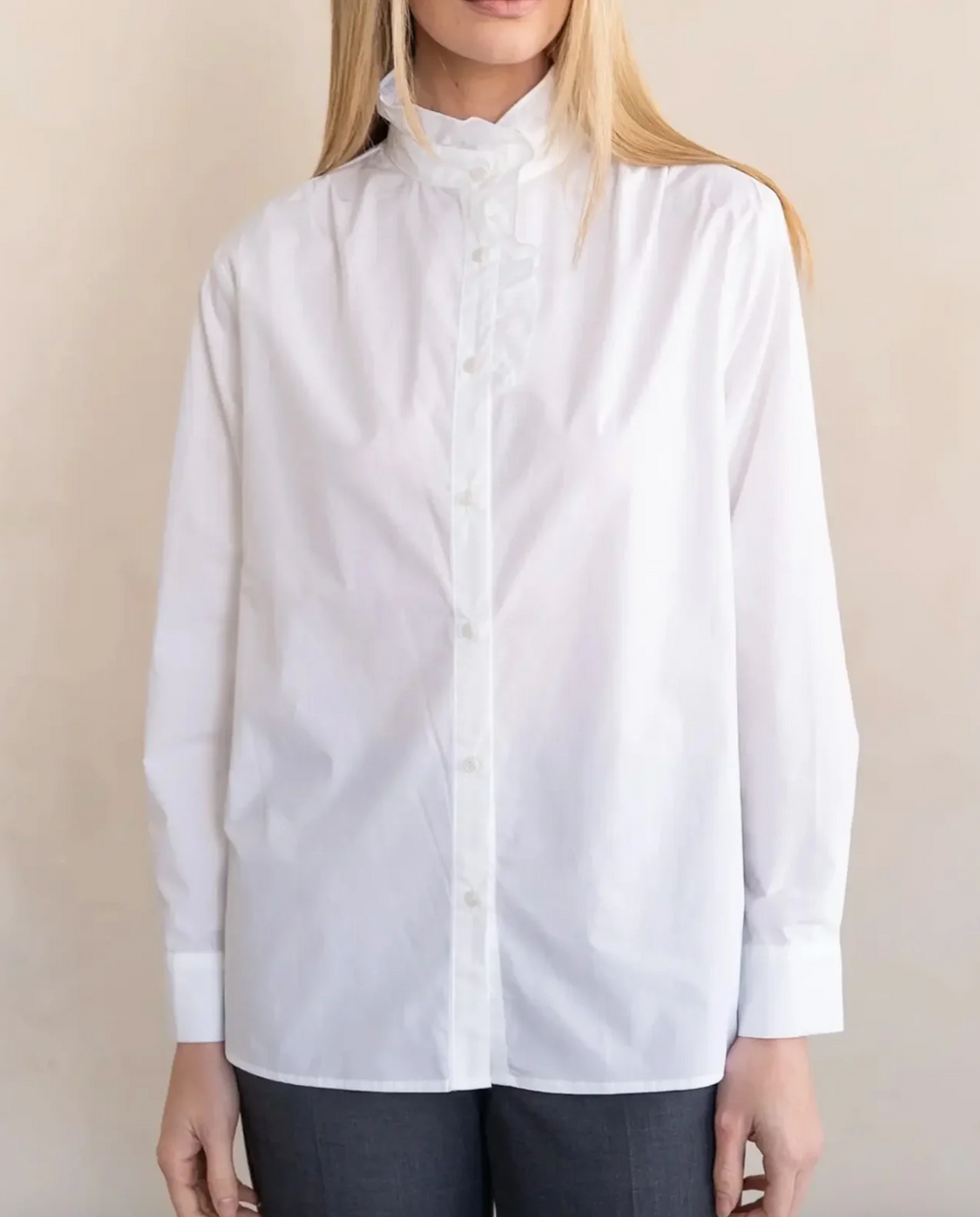 Ruffle Collar Button Blouse