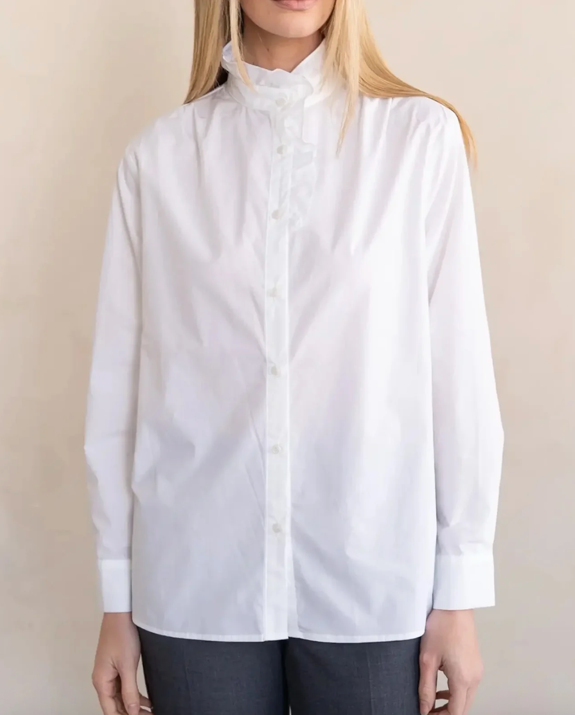 Ruffle Collar Button Blouse