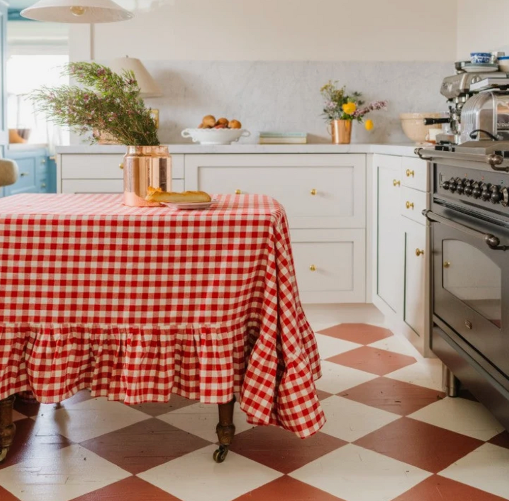 Ember Ruffled Gingham Tablecloth