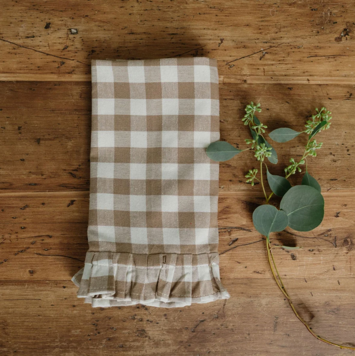 Hazelnut Ruffle Gingham Napkin