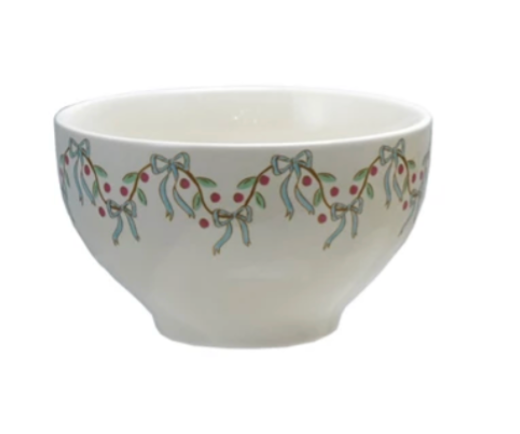 Holiday Bow Stoneware Bowl