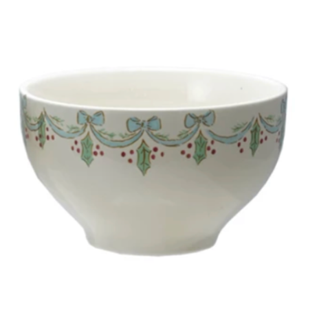 Holiday Bow Stoneware Bowl