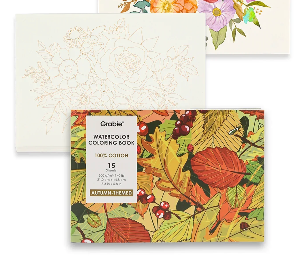 15 Sheets Watercolor Coloring Book