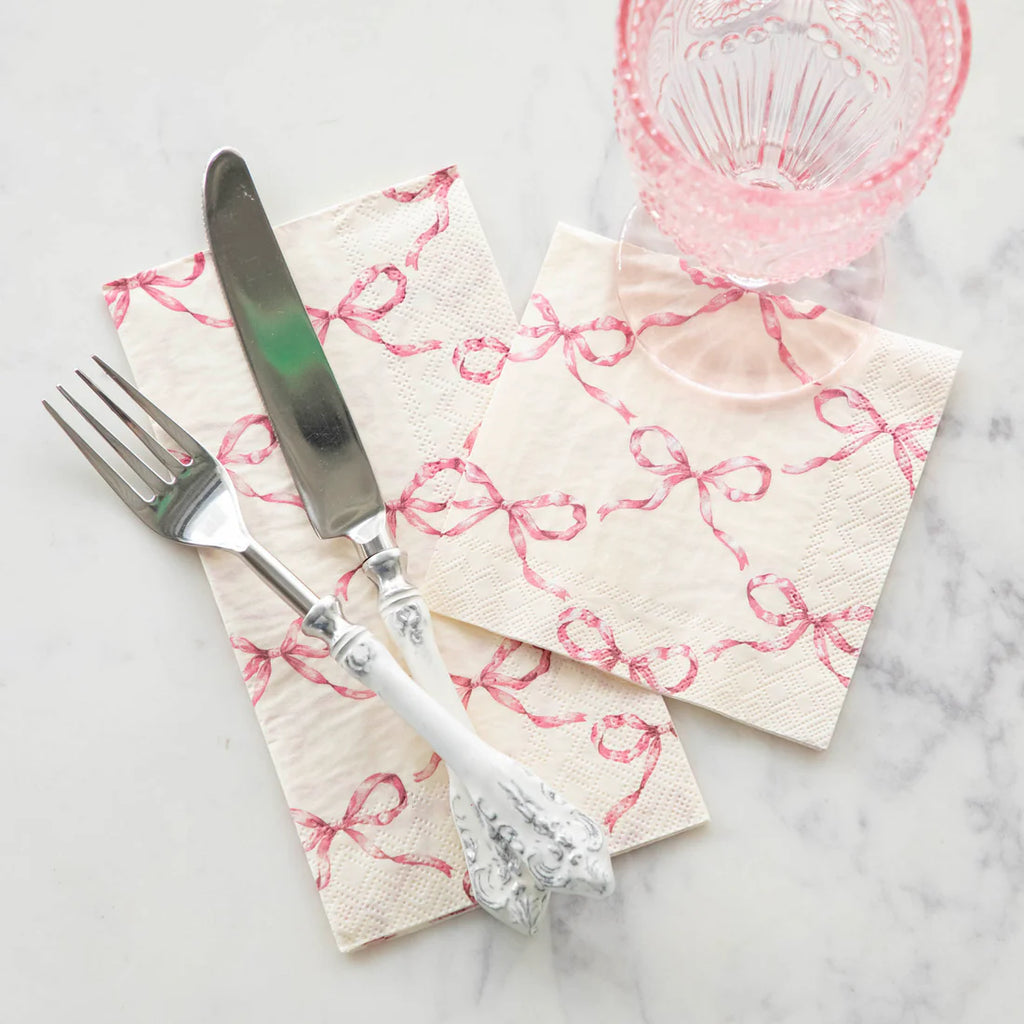 Pink Bow Lattice Guest Napkins