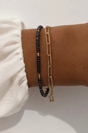Shiny Hematite Beaded Bracelet
