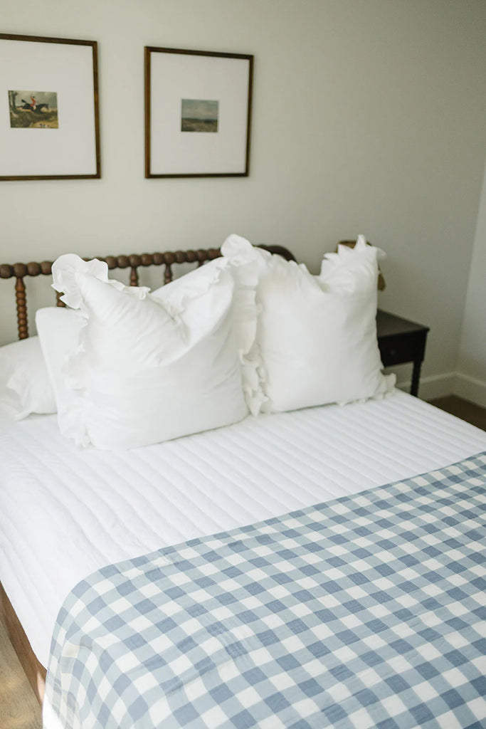 Dusty Blue Gingham + Dusty Blue Muslin Quilt