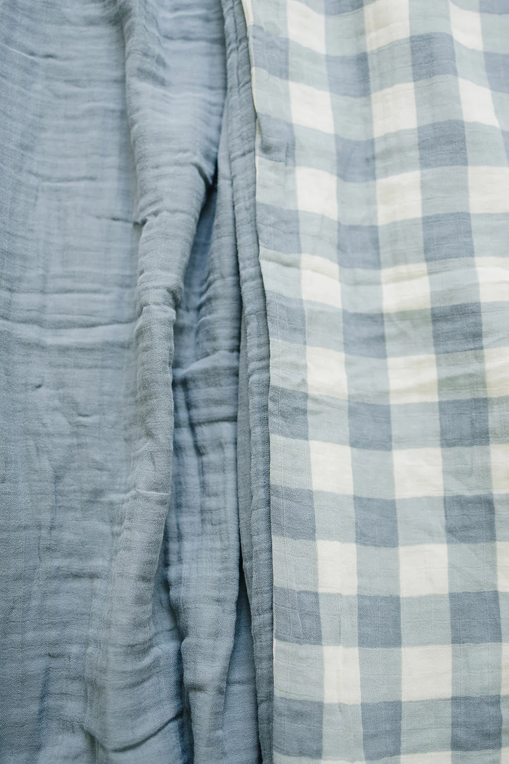 Dusty Blue Gingham + Dusty Blue Muslin Quilt