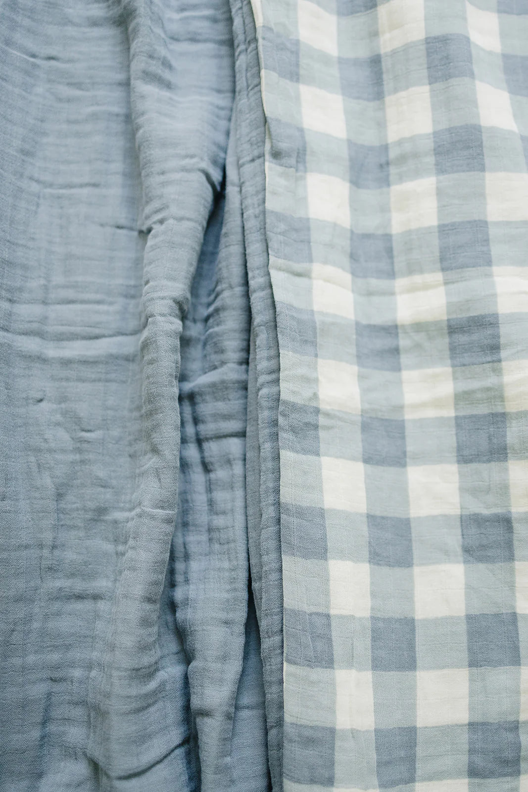 Dusty Blue Gingham + Dusty Blue Muslin Quilt