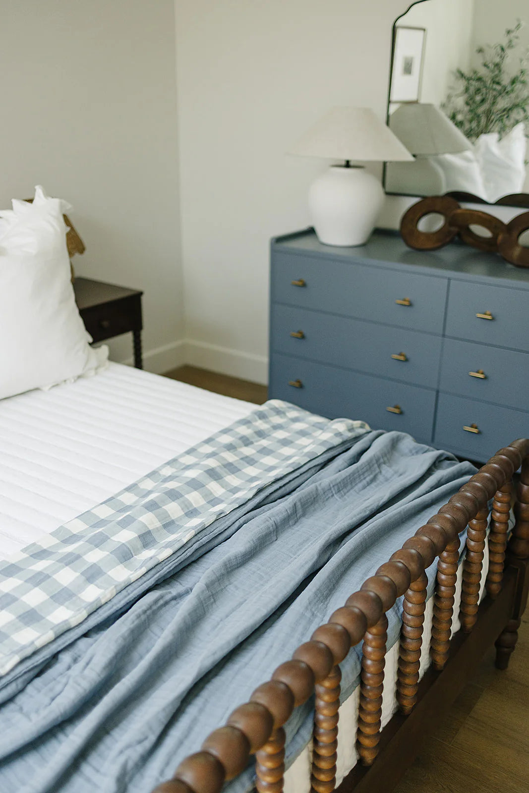 Dusty Blue Gingham + Dusty Blue Muslin Quilt