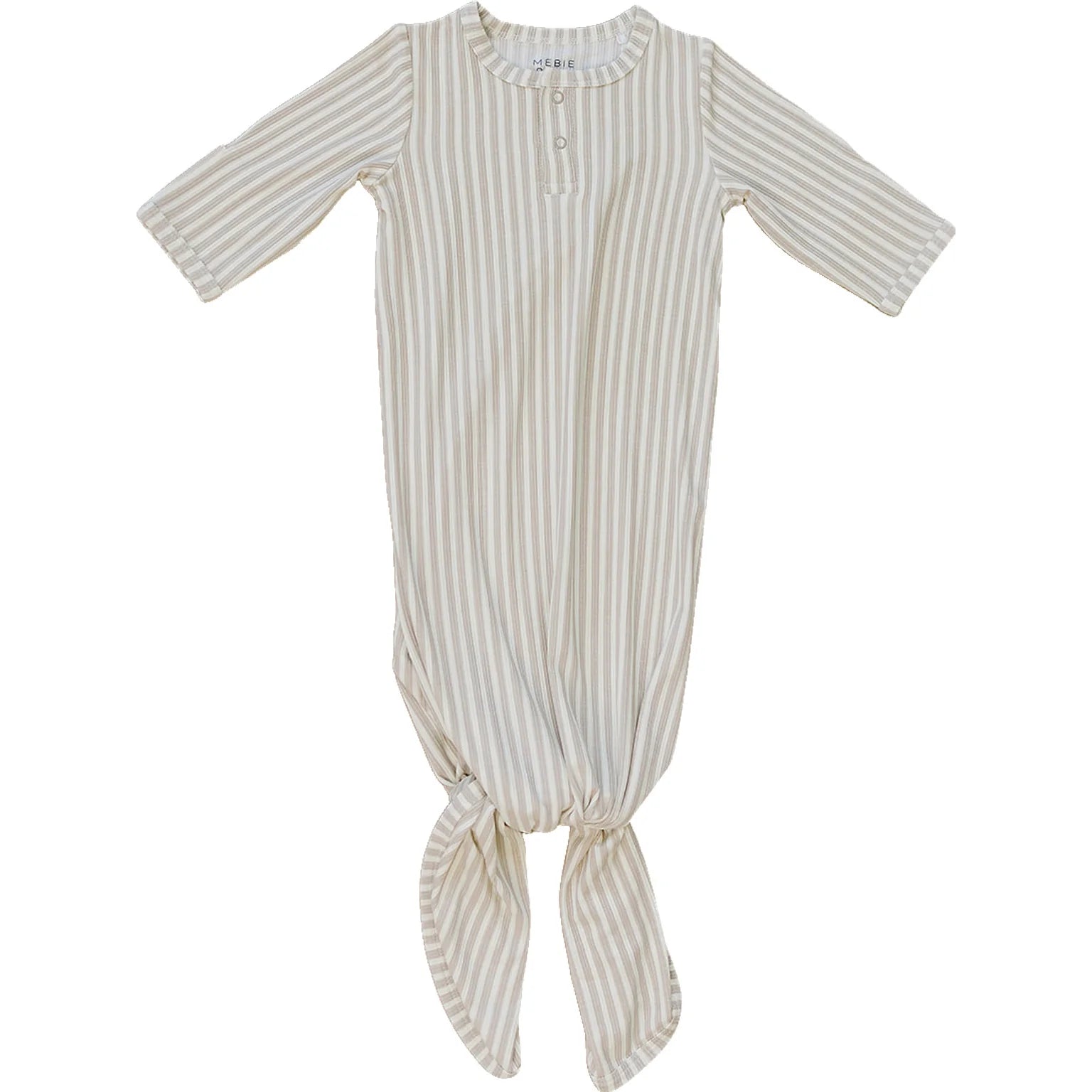 Taupe Stripe Ribbed Bamboo Knot Gown