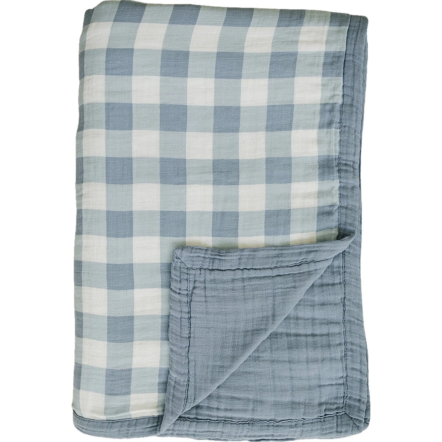 Dusty Blue Gingham + Dusty Blue Muslin Quilt