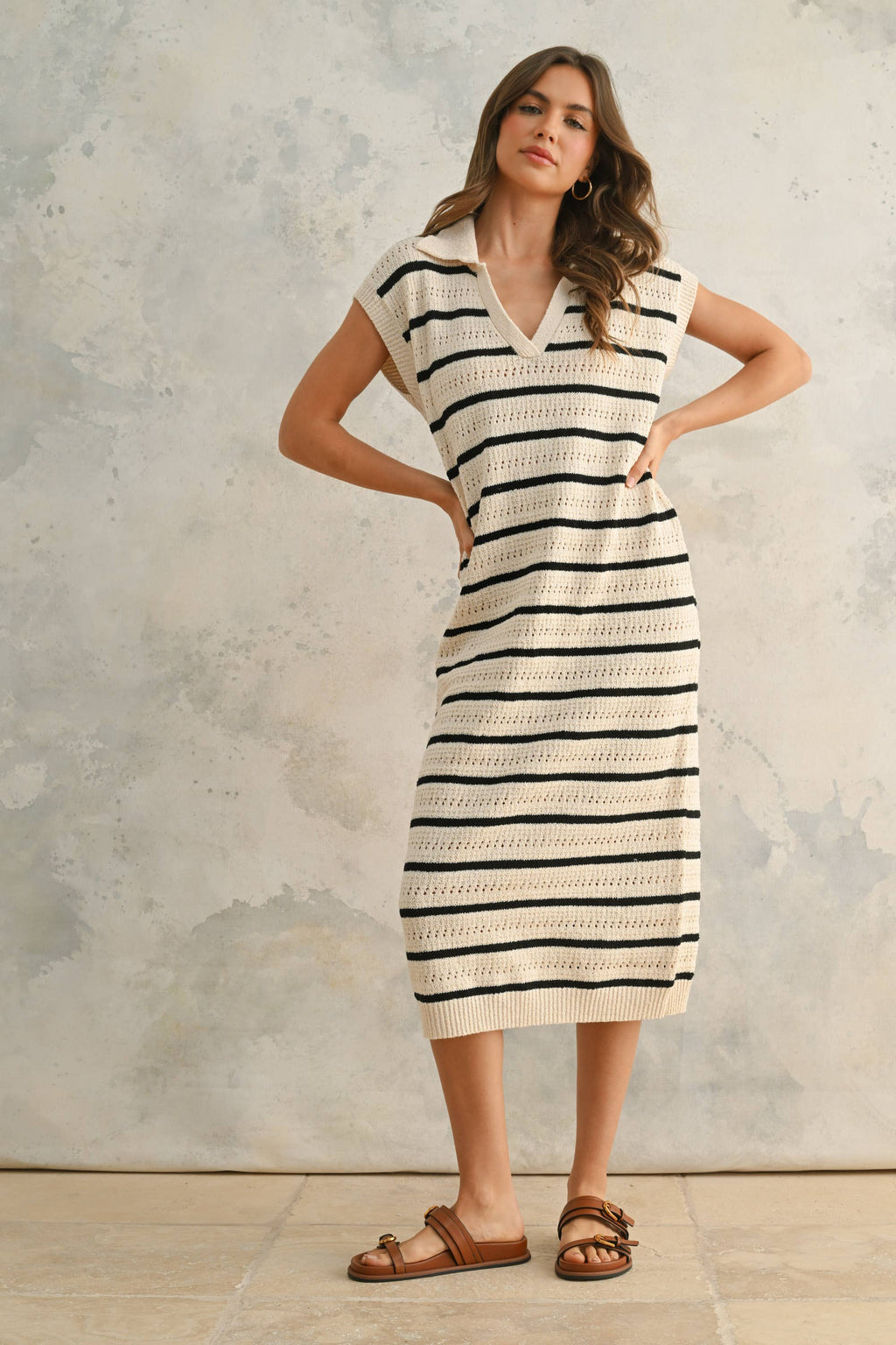 Crochet Knitted Collared Dress