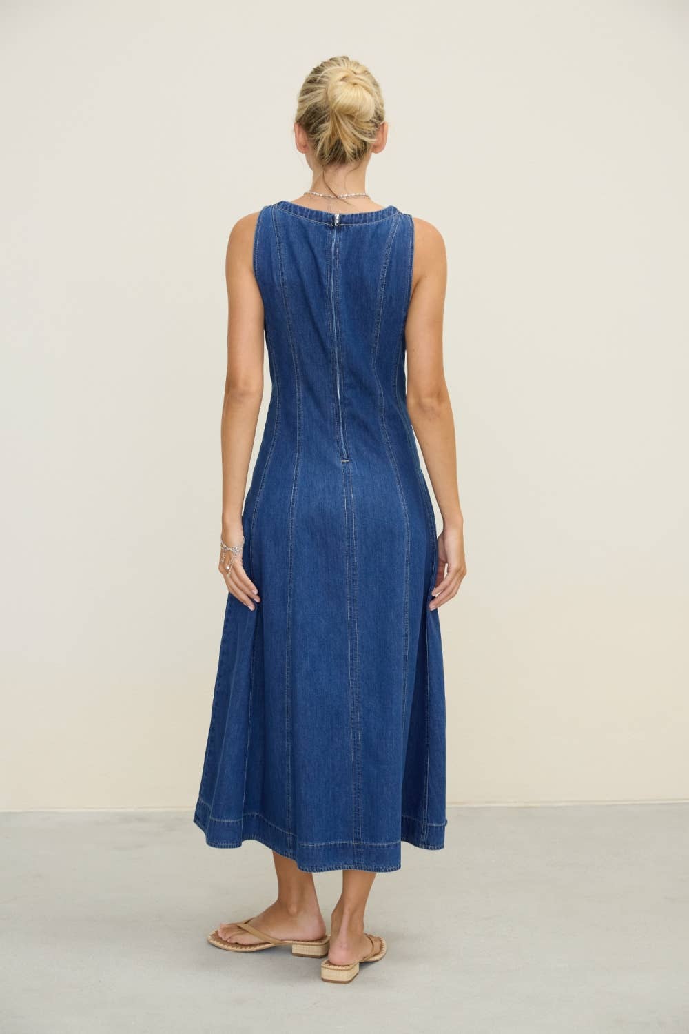 Washed Denim Midi Dress