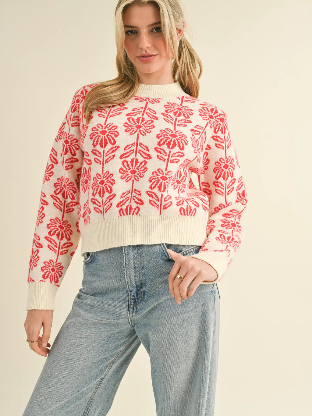 Red Floral Sweater