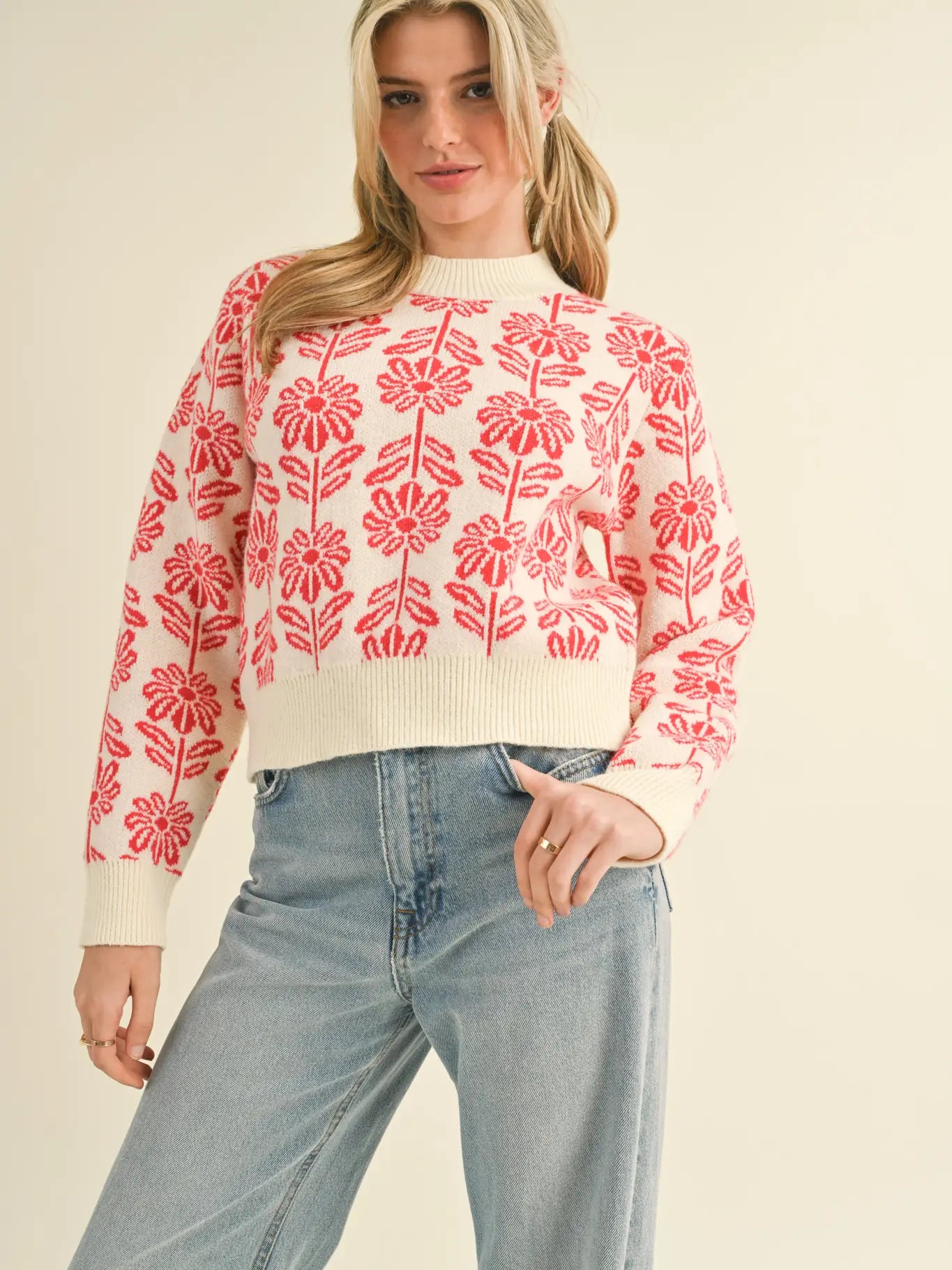 Red Floral Sweater