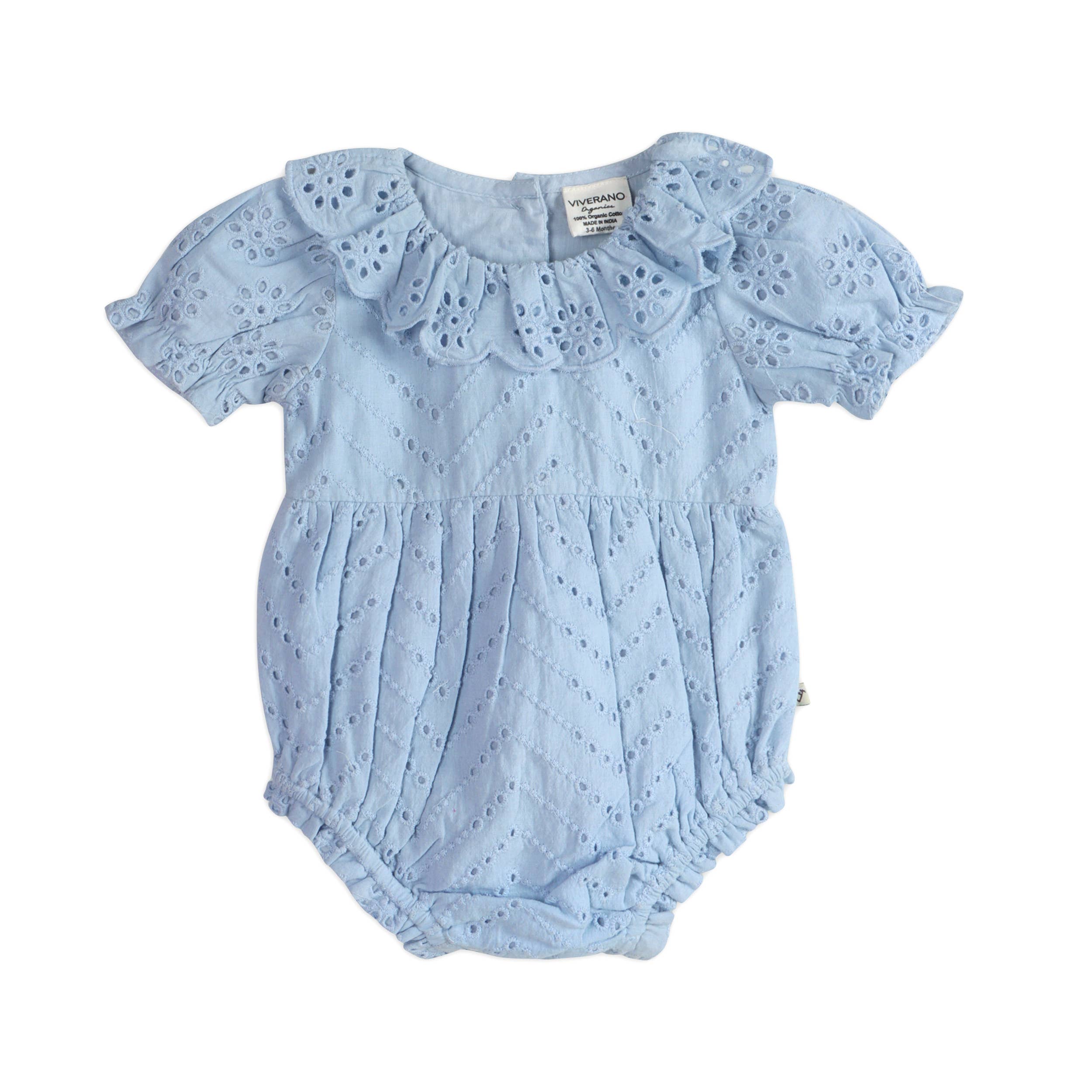 Naxos S Schiffli Baby Romper + Headband Set